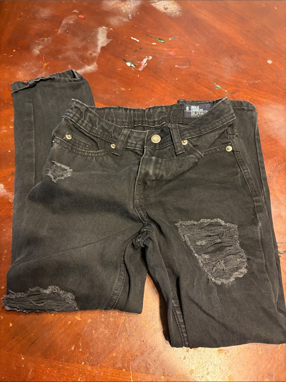 Buffalo David Bitton Kids Black Distressed Skinny Jeans